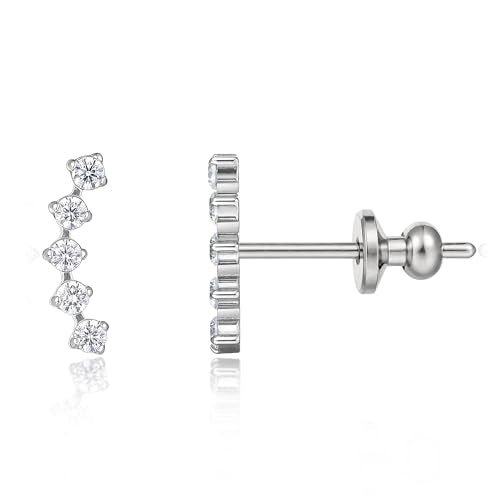 Limerencia G23 Pure Titanium Hypoallergenic Earrings | F136 Implant Grade Titanium Jewelry for Sensitive Ears - color: Five Prong climber