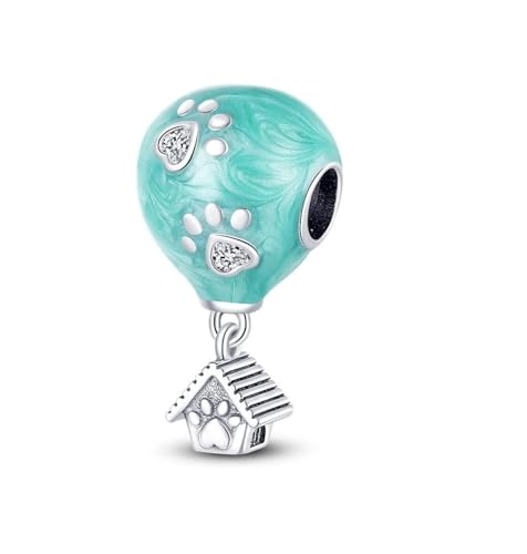 Vegas Safety Chain Sun Birthday Mom Camera Dog God Psalm Bead Pendant 925 Sterling Silver Dangle Compatible With Pandora Moments Charm Bracelet - style: Dog Paw Hot Air Balloon House Kennel