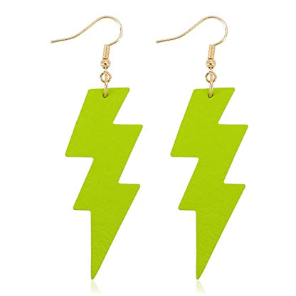 KINIVA Leather Dangle Earrings for Women Trendy, Lightweight Leaf Circle Lightning Earrings Drop, Jewelry Gifts for Women - color: 155 Green