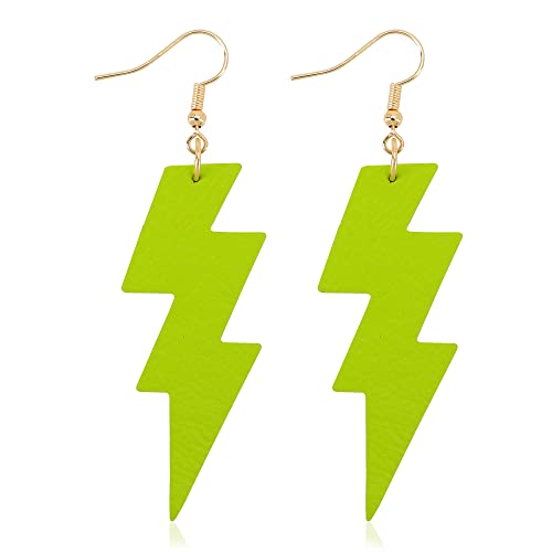 KINIVA Leather Dangle Earrings for Women Trendy, Lightweight Leaf Circle Lightning Earrings Drop, Jewelry Gifts for Women - color: 155 Green