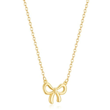 Thaivor Necklace for Women Dainty Bow Necklace 14K Gold Plated Cute Choker Small Pendant Charm Necklaces Teen Gift Trendy Stuff Personalized Jewelry Gifts - color: Gold-Cable-2