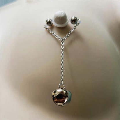 Longita Silver Gold Fake Nipple Rings Non Piercing Nipple Jewelry with Chain Adjustable Elastic Nooses Non Pierced Faux Body Jewelry for Women Men Comfortable Valentine's Day - color: B1- chain - silver