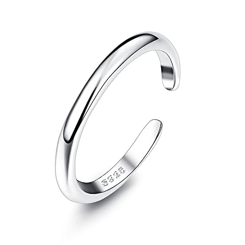 FIASASO 925 Sterling Silver Toe Rings for Women Adjustable 14K White Gold Plated Flower Cz Snake Twist Opal Band Rings Summer Beach Open Toe Rings Foot Jewelry - style: band