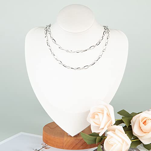 UMAOKANG 16.4 Feet Stainless Steel Chain for Jewelry Making Silver Oval Loop Link Chain on Spool with 30 Jump Rings 10 Lobster Clasps Necklace DIY Supplies - color: Steel