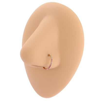 FUNLMO 20G 18G 16G 12G Nose Ring Hoop Conch Rook Daith Helix Tragus Piercing Jewelry 316L Surgical Steel Cartilage Earring Conch Hoop Earring Septum Jewelry Belly Lip Ring 5mm to 14mm - color: Gold-gradient pink CZ, 1pc