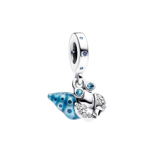 925 Sterling Silver Charms Pendants Mom Heart Dog koi fish Sea Turtle Football Charms for bracelet Pendants Beads Mom Sister Wife Family, Friends, Birthday gifts - style: Blue Hermit Crab Pendant