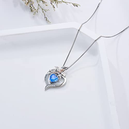 TOUPOP Birth Flower Necklace 925 Sterling Silver Heart Birthstone Pendant Necklaces Birth Month Floral Jewelry Birthday Valentines Day Mothers Day Gifts for Women Wife Mom - style: 12-December-Holly