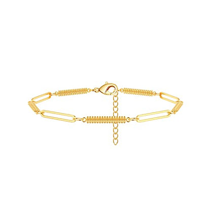 Womens Dainty Gold Chain Bracelet,Simple Layered Chain Bracelets,Beaded Turquoise Bracelet,Charm Crystal Bar,Heart,Karma,Triangle,Pearl Bracelets for Women - color: Handmade Chain