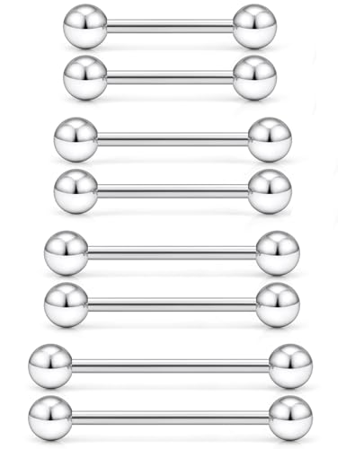 16G 14G 12G Nipple Piercings Tongue Rings Externally/Internally Threaded Hypoallergenic 316L Surgical Steel Nipple Tongue Barbell Piercing Jewelry for Women Men 12mm 14mm 16mm 19mm 22mm - color: 12G/Externally Threaded/10mm-16mm Bars/4mm 5mm 6mm Balls
