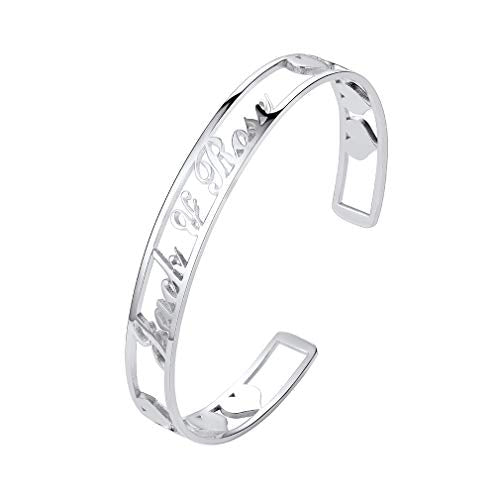 Custom4U Personalized Cuff Bracelets for Women Custom Name Bangle Bracelet | Inspirational Words Text Any Message Engraved Memory Jewelry Customized Gifts for Women BFF (Gift Box) - color: 4.0-Silver Color