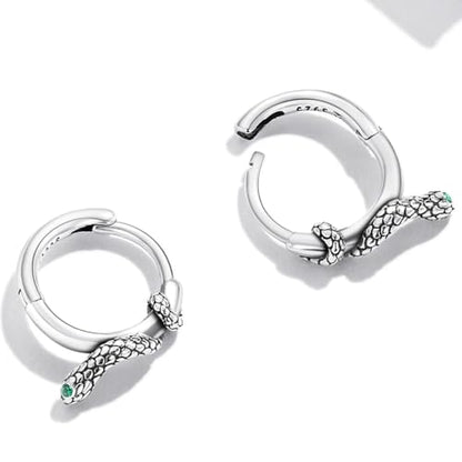 925 Sterling Silver Earrings Hypoallergenic Huggie Earring for Women - color: Silver Snake