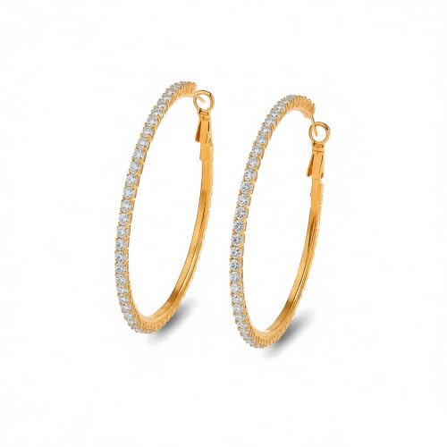 Mult-colors Cubic Zircon Hoop Earrings for Women Lightweight Hypoallergenic Jewelry for Sensitive Ears for Women Large Big Hoop Earrings DTE-GG60S - color: 5cm Gold CZ