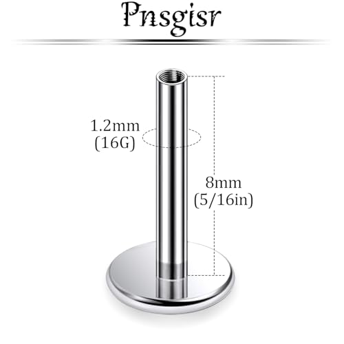 F136 Titanium 20/18/16G Threaded/Threadless Flat Earring Back Converter Kit Nose Lip Rings Medusa Labret Flatback Posts Cartilage Helix Conch Tragus Stud Piercing Jewelry Bar for Women Men - color: Internally Threaded, size: 16g, 5/16in