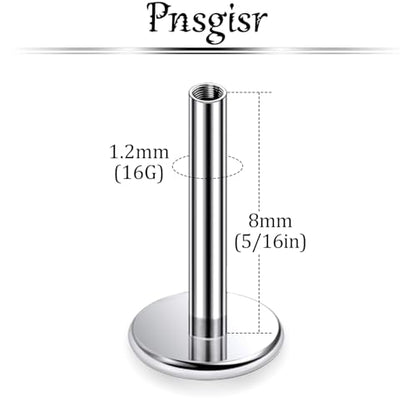 F136 Titanium 20/18/16G Threaded/Threadless Flat Earring Back Converter Kit Nose Lip Rings Medusa Labret Flatback Posts Cartilage Helix Conch Tragus Stud Piercing Jewelry Bar for Women Men - color: Internally Threaded, size: 16g, 5/16in