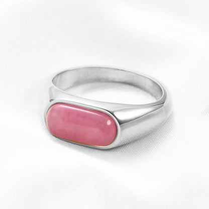 MYNENEY Signet Mens Pinky Rings Statement Wedding for Women - color: Pink stone
