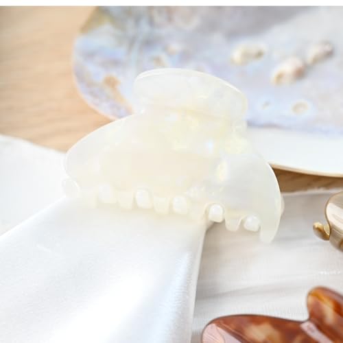 Handmade Celluloid Acetate French Design Barrettes Tortoise Shell Claws Hair Claw Luxury Fashion Accessories Hair Clip for Women (jade white) - color: jade white