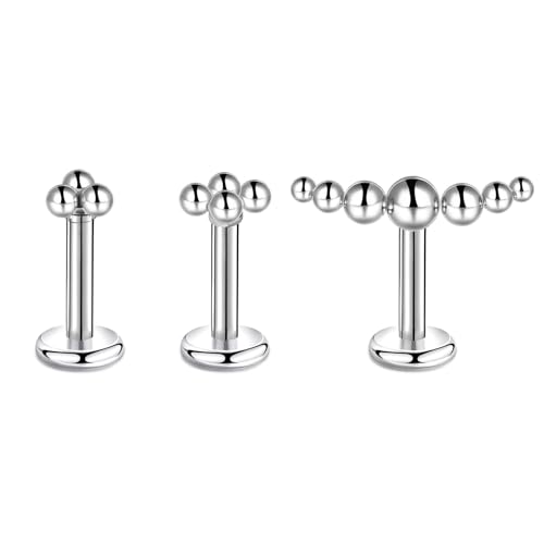 Lantine 16g CZ Crawler Flat Back Stud Earrings Set G23 Titanium Cartilage Tragus Daith Helix Piercing Jewelry 20g Flat Screw 2nd 3rd Lobe FlatBack Earrings - color: Ball, size: 16g 10mm
