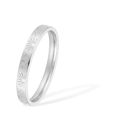 Sunshine Engraved Rings for Women Men,18k Gold Plated Stacking Ring | 18k Gold Plated Titanium Stacking Rings,'You Are My Sunshine' Statement Bands - color: Silver-2mm