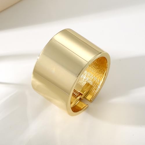Bangle Bracelets for Women | 14K Gold Plated Trendy Wide Bracelets | Hinged Arm Cuff Bangles Chunky Bracelet for Women - color: Style I-Gold Plated Bangles