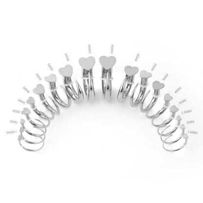 TBOSEN 18PCS Stainless Steel Stretching Kit Taper Bend Expander O-Ring Round | Flower | Heart | Cat Top Body Piercing Jewelry Set - color: Heart Top,Silver