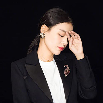 Brooch Pins for Women Girls Fashion Flower Crystal Rhinestone Pearl Jewelry - color: Color 19