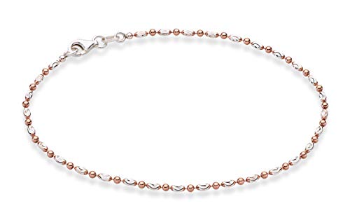 Miabella Italian 925 Sterling Silver Anklet for Women | Bead Ankle Bracelet | Bead Ankle Bracelet, Diamond-Cut, Fine Jewelry, Made in Italy - color: rose-gold-plated-silver, size: Length 11 Inches (Large)