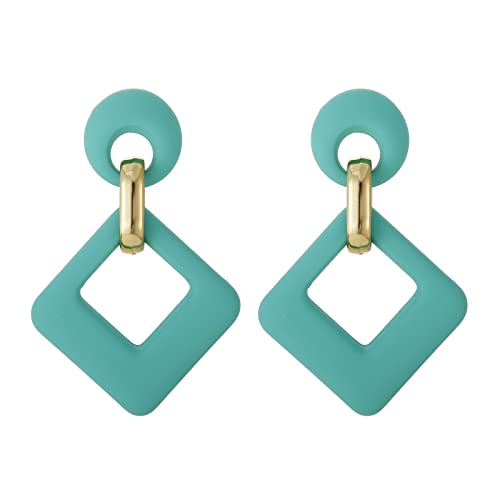 RUOFFETA Acrylic Rectangle Earrings, Fashion Acrylic Square/Oval/Hoop Statement Drop Earrings for Women - color: Aqua
