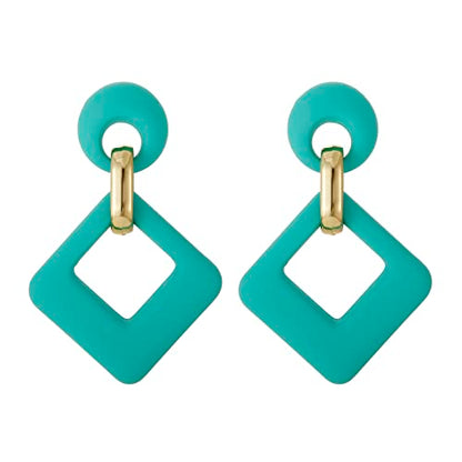 RUOFFETA Acrylic Rectangle Earrings, Fashion Acrylic Square/Oval/Hoop Statement Drop Earrings for Women - color: Aqua