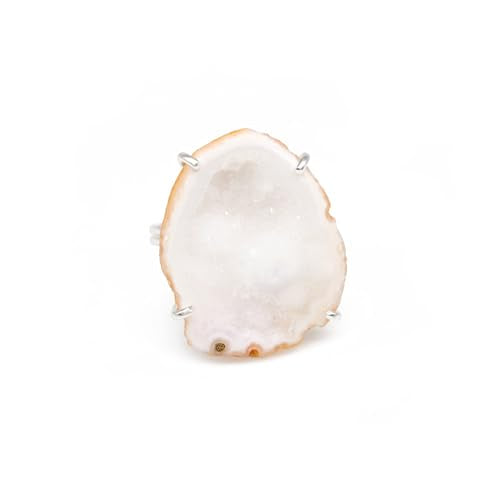 Geode Ring Set with Agate and Quartz Crystals,Stone Sizes 25-30mm - color: White, style: 1