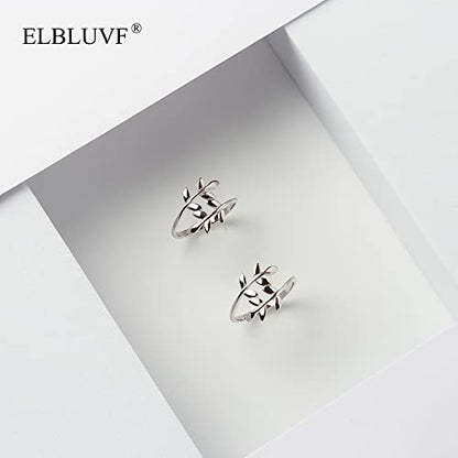 925 Sterling Silver White Gold Plated Leaves Leaf Laurel Wrap Adjustable Branch Ring Women Jewelry Size 4 5 6 7 8