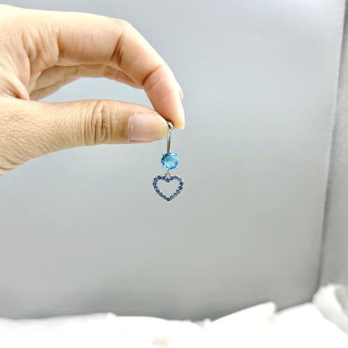 5PCS Crystal Belly Button Ring for Women Dangle Navel Belly Piercing Jewelry Cute Bow Butterfly Heart Angel wings Navel Belly Rings 14G Silver Surgical Steel Belly Button Stud - color: Bule-5pcs