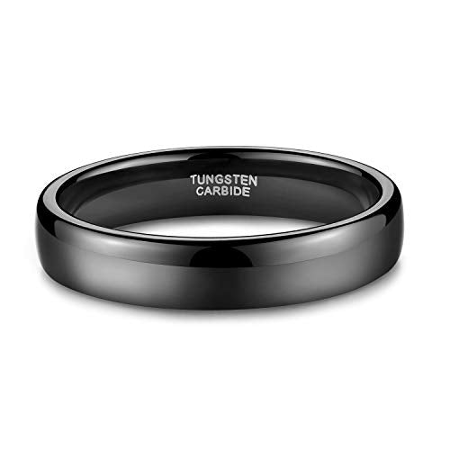 TRUMIUM 2mm 4mm 6mm 8mm Black Tungsten Ring for Men Women Wedding Band Domed High Polish Comfort Fit 4-15 - color: 4mm Black