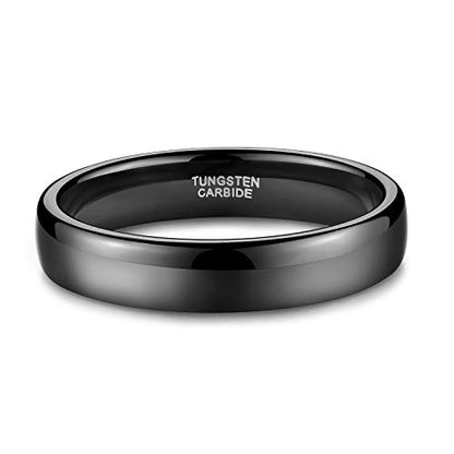 TRUMIUM 2mm 4mm 6mm 8mm Black Tungsten Ring for Men Women Wedding Band Domed High Polish Comfort Fit 4-15 - color: 4mm Black