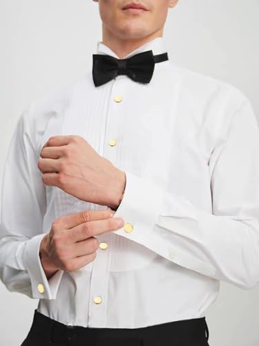 Cufflinks for Men and Tuxedo Shirt Studs Set with Gift Box Stainless Steel Cuff links - style: Gold-2+6