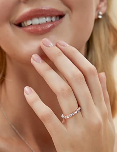 EAMTI 2mm 925 Sterling Silver Wedding Band Cubic Zirconia Full Eternity Stackable Engagement Ring Size 3-13 - color: Sterling Silver-Rose gold