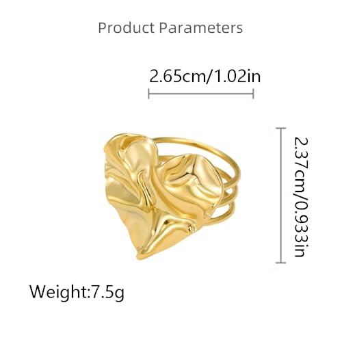 Kokoma Textured Heart Silk Scarf Ring for Women Love Hearts Stainless Steel Shawl Clips Scarves Rings Buckle Holder Brooch Simple Finger Band Accessories Jewelry
