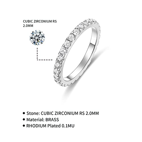 Devin Rose Cubic Zirconia Eternity Wedding Band for Women Stackable Ring - color: White, size: 8