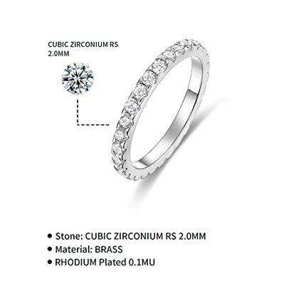 Devin Rose Cubic Zirconia Eternity Wedding Band for Women Stackable Ring - color: White, size: 9