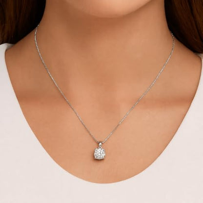 Savlano 925 Sterling Silver Moissanite Pendant Necklace, 6MM,8MM Round, Princess & Heart Cut 0.8–2CT D Color, with 18" Box Chain for Women – Comes with A GRA Certificate – Made in Italy - style: 2ct 8mm Round Cut