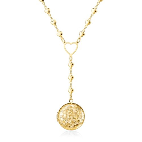Personalized Heart Locket Necklace for Women Stainless Steel- Heart Necklace - color: Gold-I
