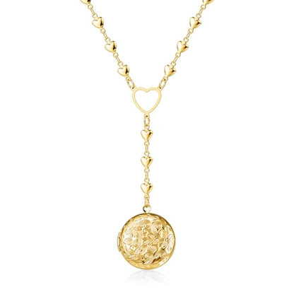 Personalized Heart Locket Necklace for Women Stainless Steel- Heart Necklace - color: Gold-I