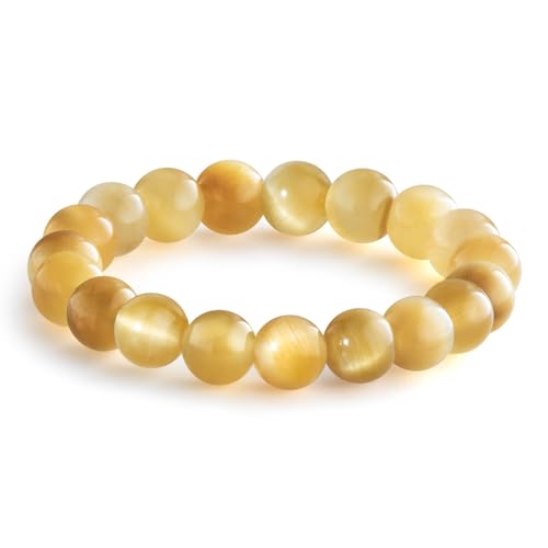 NLIEO Handmade Natural Gemstone Crystal Beaded Stretch Band Ring for Women | Handmade, 3mm Natural Stone, Size 7-12, Stretchy, Beaded Jewelry, Green Bead Rings, Trendy Jewelry Gift - style: Golden Tigers Eye