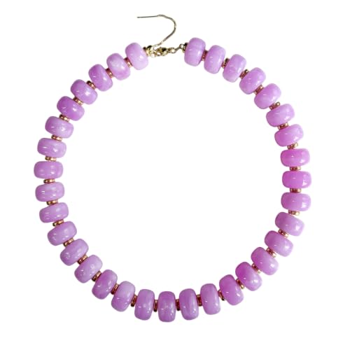 Colorful Chunky Resin Beaded Choker Necklaces for Women | Multicolor Beads, Sturdy Metal Chain, Adjustable, Detachable, Lightweight, Summer Beach Boho, Trendy Statement Jewelry Gift - color: Light Purple