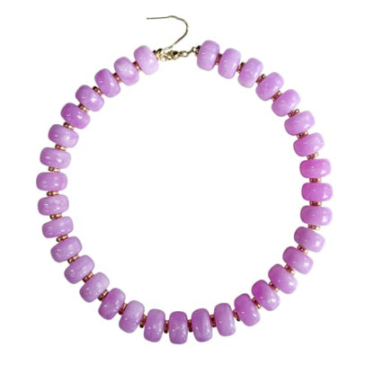 Colorful Chunky Resin Beaded Choker Necklaces for Women | Multicolor Beads, Sturdy Metal Chain, Adjustable, Detachable, Lightweight, Summer Beach Boho, Trendy Statement Jewelry Gift - color: Light Purple