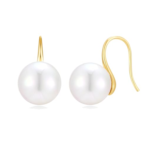 Pearl Earrings for Women Minimalist Pearl Drop Earrings Elegant Leverback Dangle Earrings Wedding jewelry Bridesmaid Gifts - style: round-12mm