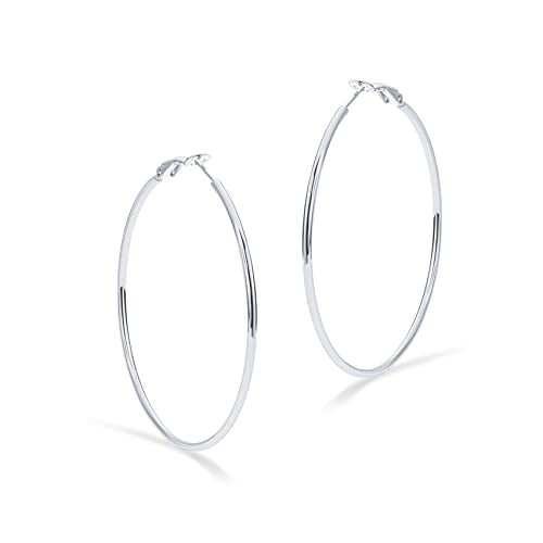 PAVOI Gold Hoop Earrings for Women, 14K Gold Plated Paddle-Back Hoops | Large Hoop Earrings, Lightweight Hoops, Gold Hoops, 925 Sterling Silver Posts - style: 60 Millimeters