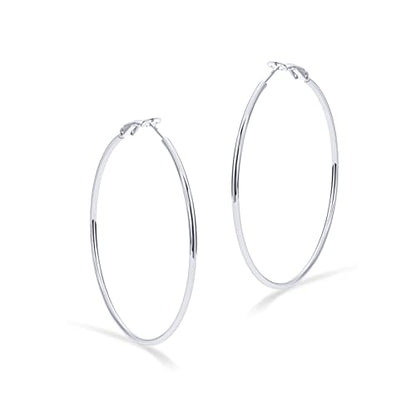 PAVOI Gold Hoop Earrings for Women, 14K Gold Plated Paddle-Back Hoops | Large Hoop Earrings, Lightweight Hoops, Gold Hoops, 925 Sterling Silver Posts - style: 60 Millimeters