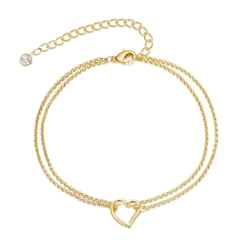 Bracelets for Women, 14K Gold Silver Plated Ring Bracelet Hand Chain | Dainty Cubic Zirconia Charms, Stackable Link Chain, Hypoallergenic Body Jewelry for Everyday Wear, Cute Trendy Gifts - color: Gold