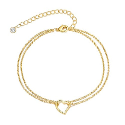 Bracelets for Women, 14K Gold Silver Plated Ring Bracelet Hand Chain | Dainty Cubic Zirconia Charms, Stackable Link Chain, Hypoallergenic Body Jewelry for Everyday Wear, Cute Trendy Gifts - color: Gold
