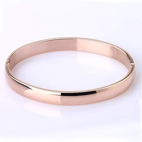 Stainless Steel Bracelet for Women High Polished Bracelet Grooved Cuff Bangle 7" - style: 6mm Wide